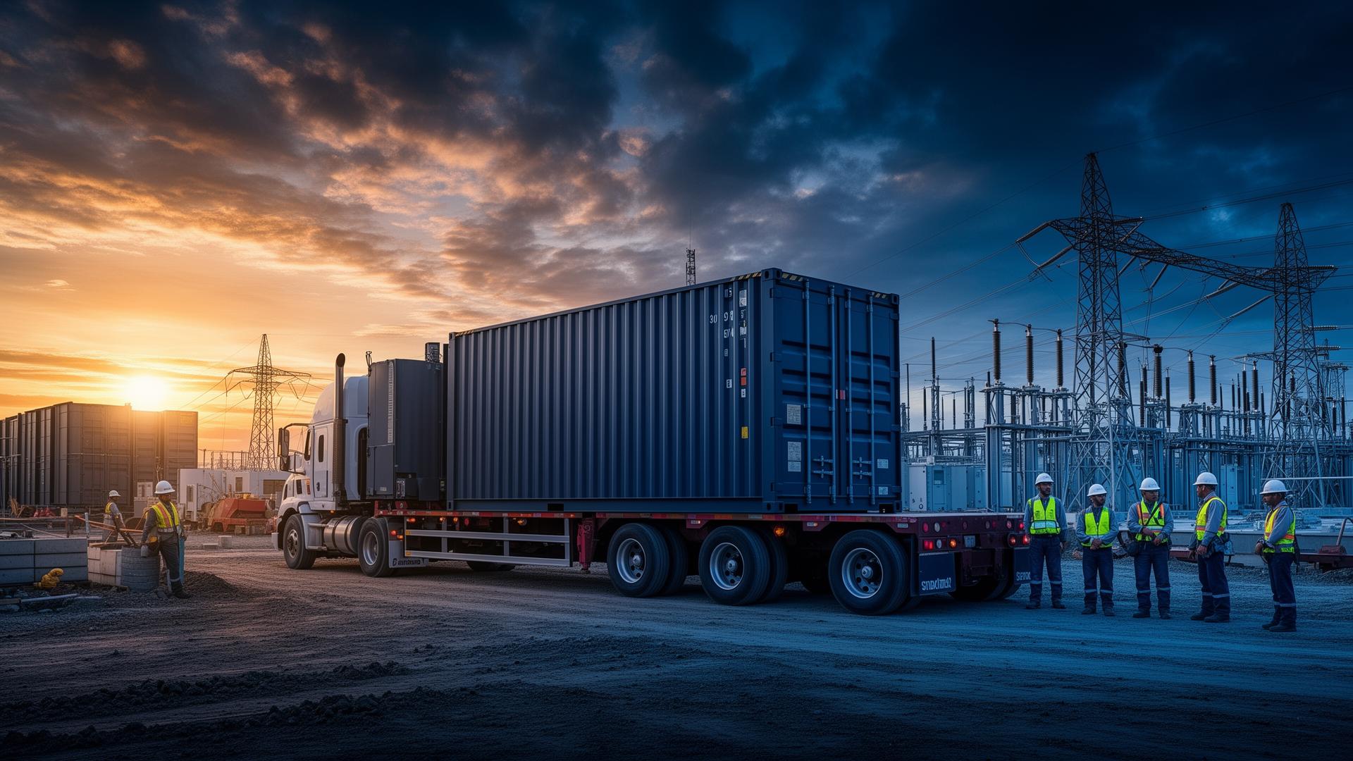 Solsti Power containerized load bank deployed at a data center construction site